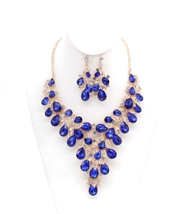 Teardrop necklace and earring set NB810065 GOLD CB
